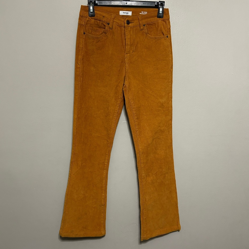 Kensie Jeans Women 2/26 Mustard Yellow Corduroy Bootcut Tessa Pants Boho Retro